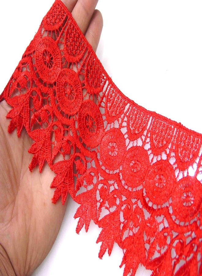 Strala Red Color Laces for Dresses, Sarees, Lehenga, Suits, Bags, Decorations, Borders, Crafts and Home Décor,Blouse (3mtr) Design-801 (Red) - Image 2
